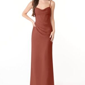 Azazie Rust Maxi Dress